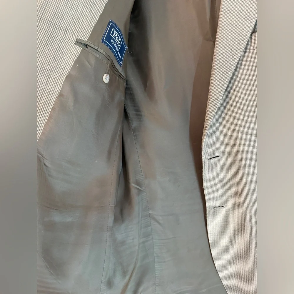 Polo Ralph Lauren Men’s Sport Coat Made in Italy 44 Long Tan Beige EUC